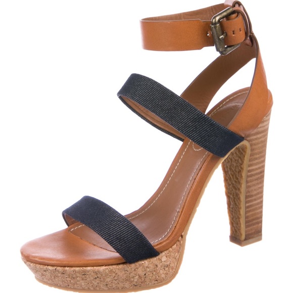 See by Chloe Leather Platform Wedge Sandals - Picture 1 of 10